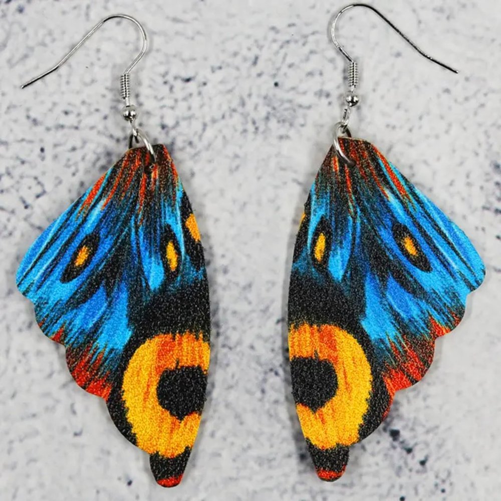 New Butterfly Wing Earrings Yellow Blue 🦋 - Picture 6 of 7